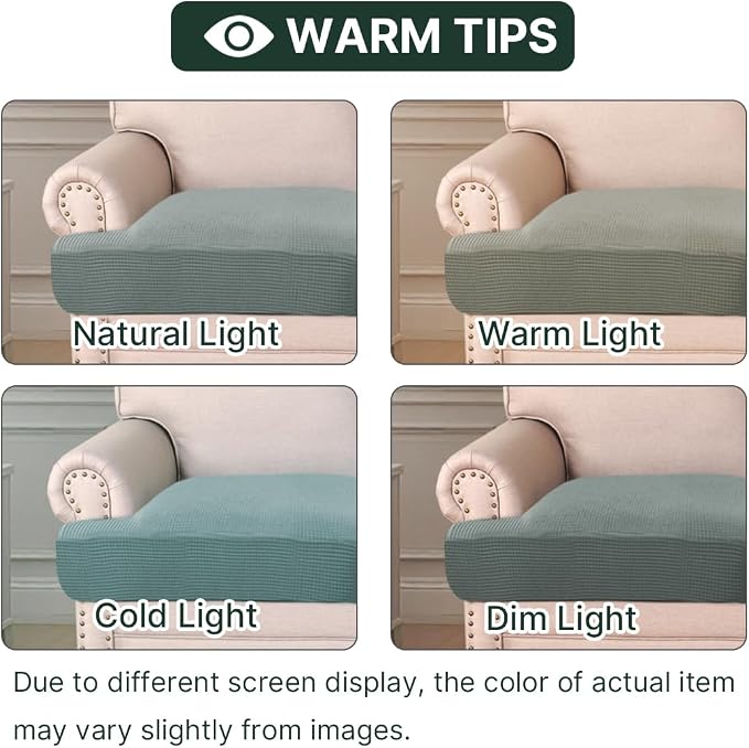 H.VERSAILTEX Stretch 3 Piece T Cushion Sofa Slipcovers Individually Sofa Cushion Covers for 3 Cushion Couch Sofa Seat Cushion Covers with Elastic Bands Featuring Thicker Jacquard Fabric, Sage