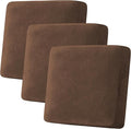 H.VERSAILTEX Velvet Stretch Couch Cushion Cover Plush Cushion Slipcover for Chair Loveseat Sofa Cushion Furniture Protector Seat Cushion Sofa Cover (3 Piece XL Sofa Cushion Covers, Caramel Cafe)