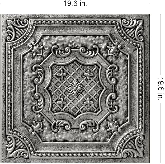 À LA MAISON CEILINGS R126 Bijou and Bee Bee Foam Glue-up Ceiling Tile (128 sq. ft./Case), Pack of 48, Antique Silver