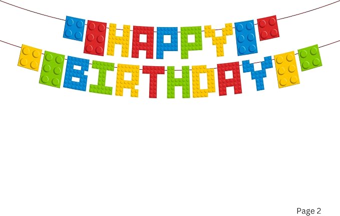 Building Block Deluxe Party Supplies Pack (137 Pieces for 16 Guests) - Gamer Birthday Decorations, Gamer Party Supplies , Blocks Party Decor, Brick Birthday, Blue Orchards