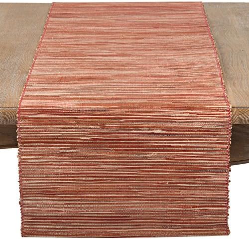 SARO LIFESTYLE Shimmering Woven Nubby Table Runner - Textured Water Hyacinth Table Runner with Sparkling Metallic Threads for Dining Tables, Everyday Entertaining and Home Décor, 14"x54", Rust by SaroLifestyle