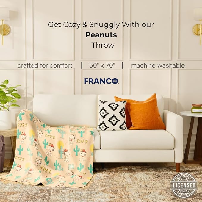 Franco Peanuts Snoopy & Woodstock Camping Boy Scout Bedding Super Soft Cozy Plush Throw, 50 in x 70 in, (Official Peanuts Product) Collectibles