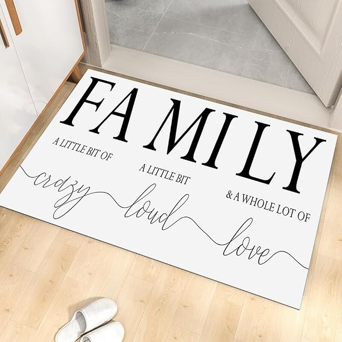 GUBIYU Black and White Area Rug for Living Room, Farmhouse Washable Stain Resistant, Non-Skid Rubber Backing, Home Sweet Home Rug for Bedroom, Dining Room, Softness 23.6"x35.4"