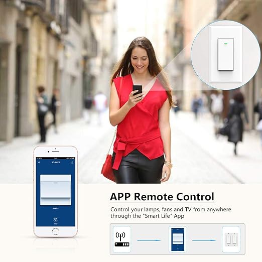 Smart Switch WiFi Wall Light Switch, Compatible with Alexa Google Home