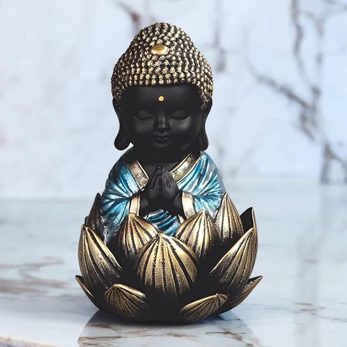 ICE ARMOR Hand Painted 5.5" H Thai Buddha in Lotus Figurine Statue Sculpture Ornament Decoration Home/Room Decor and Gift Ideas for Housewarming, Holidays and Birthdays Great Collectible Addition