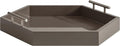 Kate and Laurel Lipton Modern Hexagon Tray; 18 x 15.5; Brown and Silver; Decorative Geometric Serving Tray for Storage and Display