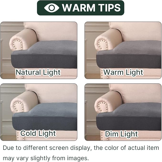 H.VERSAILTEX Stretch T Cushion Chair Sofa Slipcover T Cushion Covers for Living Room Armchair Couch Cover T Cushion Slipcover Seat Cover with Elastic Bands Thicker Jacquard Fabric, Gray