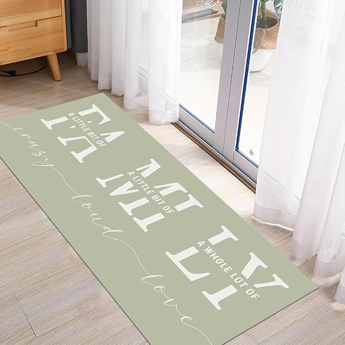 GUBIYU Green Area Rugs for Living Room Farmhouse Stain Resistant Non Skid Rubber Backing Washable Rug for Bedroom Dining Room Inspirational Rustic Home Decor Large Floor Carpet Hallway Rugs 23.6"x59"