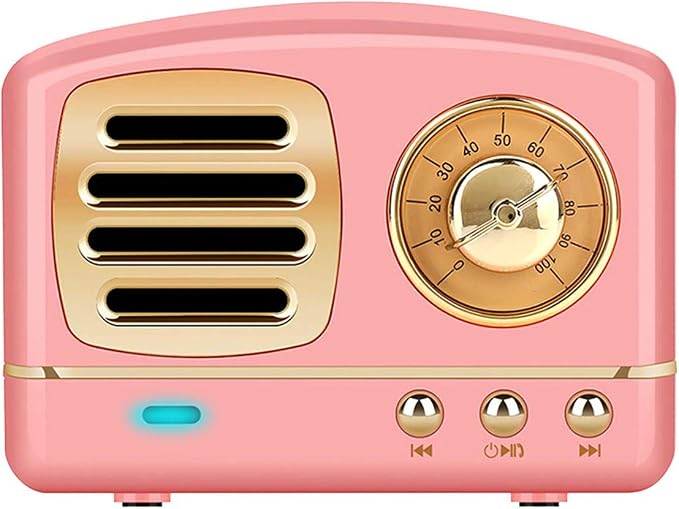 Dosmix Retro Bluetooth Speaker, Small Vintage Decor,Portable Pink