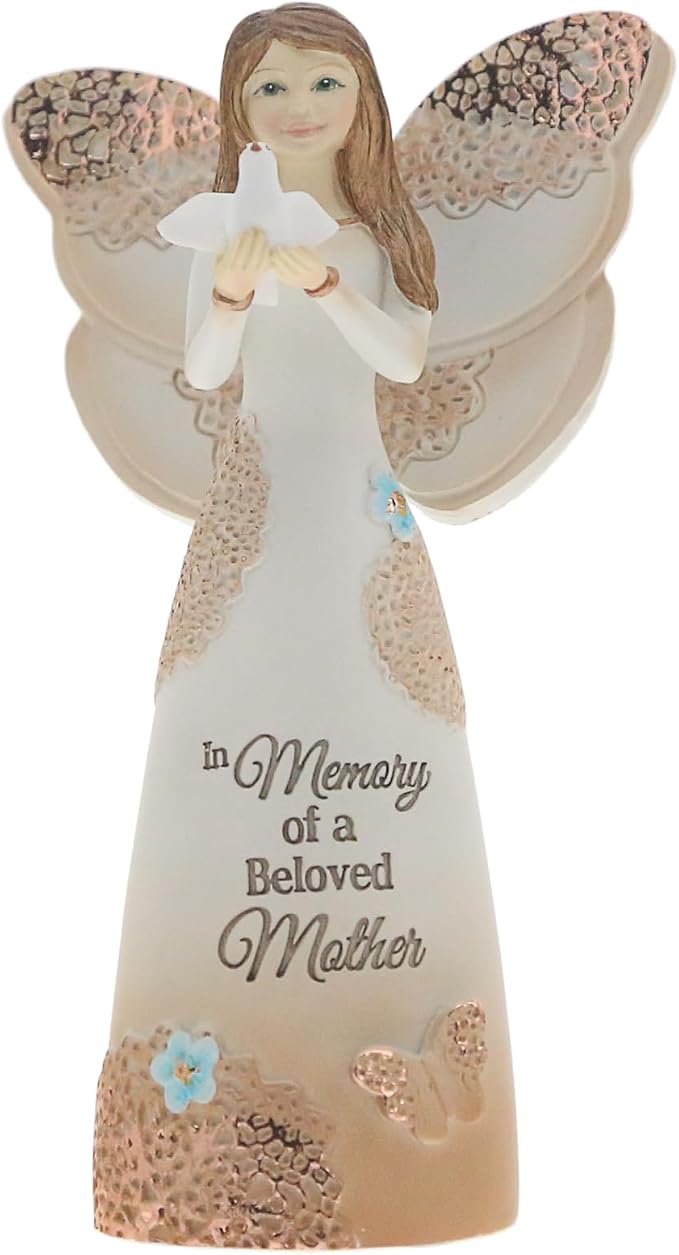 Pavilion Gift Company 19135 Light Your Way Memorial Beloved Mother Angel Figurine, 5-1/2", Brown