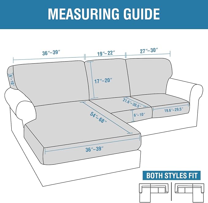 H.VERSAILTEX Sectional Couch Covers 3 Pieces Sofa Seat Cushion Covers L Shape Separate Cushion Couch Chaise Cover for Both Left/Right Sectional Couch (Seat Only: 1 Chaise + 2 Sofa, Macchiato)