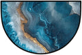 Modern Marble Blue Half Round Door Mat Half Moon Rug Washable Half Circle Area Rugs Indoor Entrance Non Slip Semi Circle Bathroom Rugs Floor Carpet for Kithen Bedroom Fireplace Decor