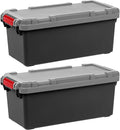 IRIS USA 2-Pack 15 Gallon Lockable Storage Trunk TrailBox, Dark Gray/Gray | Keeps camping gear, recovery equipment, emergency kits and outdoor essentials organized