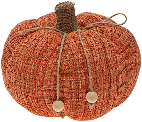Boston International Plush Pumpkins Fall & Autumn Tabletop Shelf Décor, 8.5", Burnt Orange Plaid by BostonInternational
