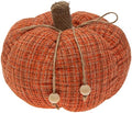 Boston International Plush Pumpkins Fall & Autumn Tabletop Shelf Décor, 8.5", Burnt Orange Plaid by BostonInternational