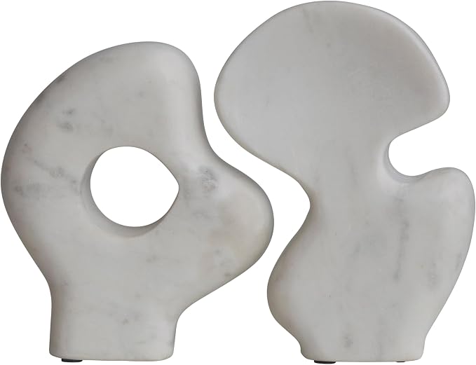 Decorative Abstract Marble Sculptures, Set of 2 Styles, White