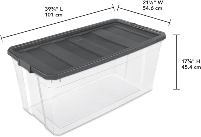 Sterilite 12-Pack Modular Stacker Box, Durable Clear Plastic Storage Bins with Latching Lids, 200 Quart - Stackable Organizing Container Boxes for Closet, Bathroom, and Office