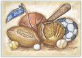 The Kids Room by Stupell All Star Multi Sport On Brown Background Rectangle Wall Plaque, 11 x 0.5 x 15, Proudly Made in USA