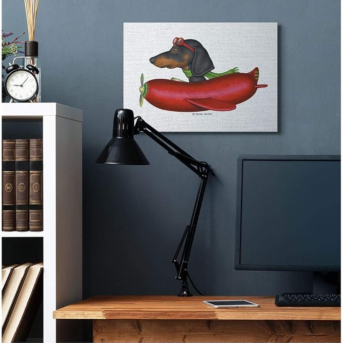 Stupell Industries Dachshund Flying in Weenie, 24 x 30 Inch Canvas Wall Art | Stupell Industries | 30 x 24 Inches, Easy to Hang and Sturdy, Made in USA, by Danny Gordan