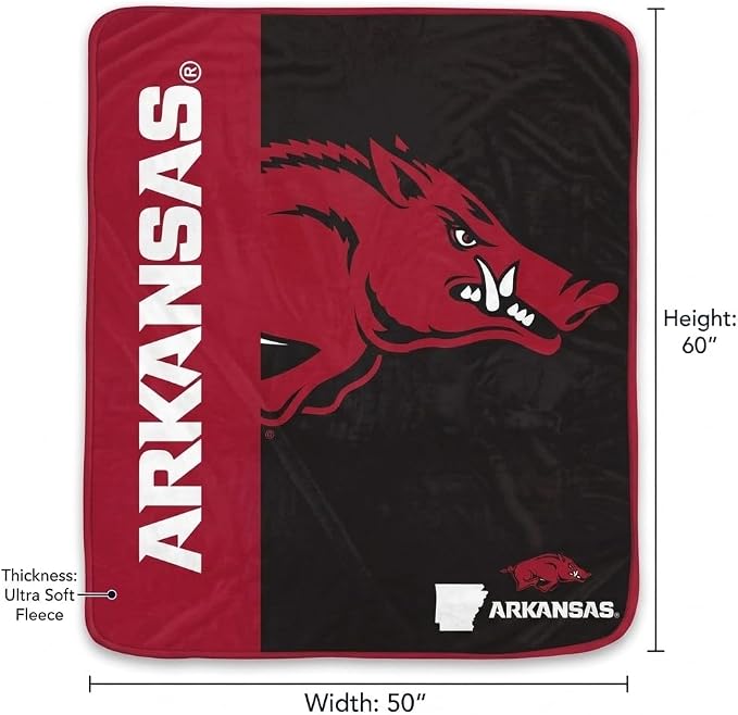 Proformance Home NCAA Arkansas Razorbacks Endzone Ultra Soft Tailgate Throw