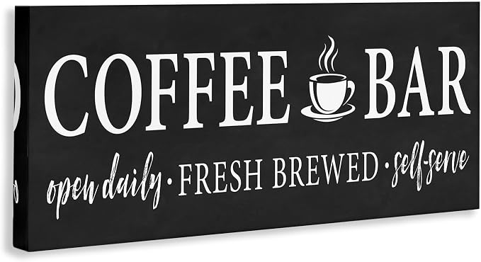 Stupell Industries 'Coffee Bar Open Sign Casual Black Design'| Canvas Art | Stupell Industries | 48 x 20 Inches, Easy to Hang and Sturdy, Made in USA, by Lettered and Lined