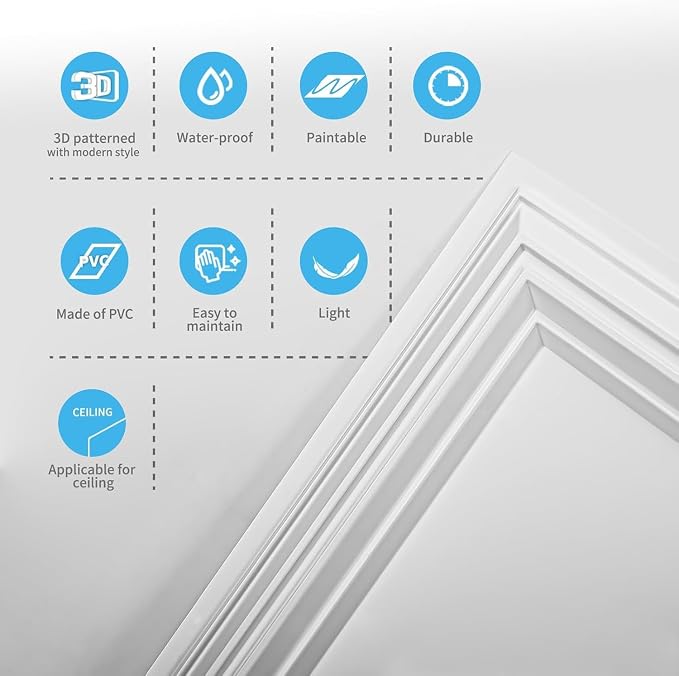 Art3d 36-Pack Drop Relief Ceiling Tiles for Home, Office & Commercial Space, 24 x 24in PVC Waterproof 3D Wall Panels, Covers 144 Sq. Ft, Multi-Pack, Square White