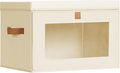 Homsorout Large Closet Storage Bins - Collapsible Storage Bins with Handles & Window, Decorative Boxes with Lids, Fabric Cubes for Living Room, Dorm, 1 Pack, Beige