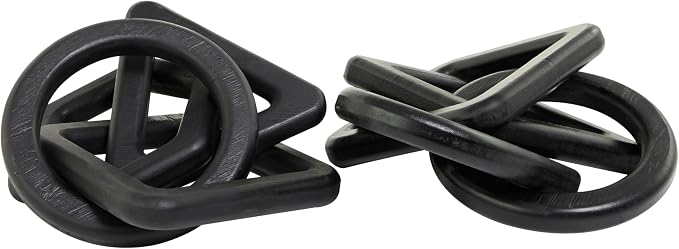 CosmoLiving by Cosmopolitan Wood Chain Decorative Sculpture Home Decor Statues, Set of 2 Accent Figurines 16", 15" W, Black