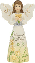 Pavilion Gift Company - Treasured Friend - 5" Angel Figurine Floral Spring Home Decor Bestie BFF Best Friend Present