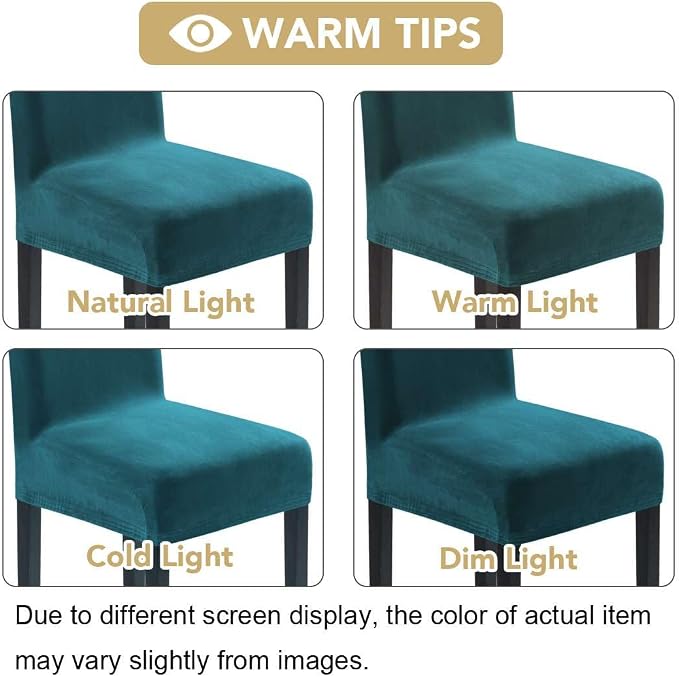 H.VERSAILTEX Velvet Dining Chair Covers Stretch Chair Covers for Dining Room Set of 2 Parson Chair Slipcovers Chair Protectors Covers Dining, Soft Thick Solid Velvet Fabric Washable, Deep Teal