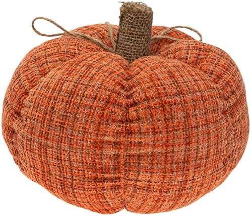 Boston International Plush Pumpkins Fall & Autumn Tabletop Shelf Décor, 8.5", Burnt Orange Plaid - Image 3