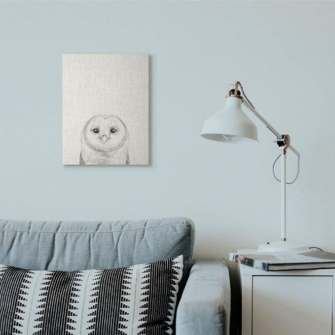 Owl Portrait Grey Woodland Bird, 16 x 20 Inch Canvas Wall Art | Stupell Industries · By Victoria Borges · Ready to hang · Minimal nature style for any room · Made in USA