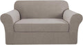 H.VERSAILTEX High Stretch 2-Piece Loveseat Furniture Cover/Slipcover for 2 Cushion Couch Fit Lovesat Width Up to 70 Inch, Suit for T Cushion/Box Cushion (Loveseat, Taupe)