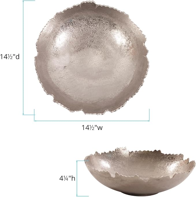 Howard Elliott Gold Broken Edge Decorative Bowl Wall Art and Centerpiece, Metal Bowl with Sculpted Edges, Modern Accent Table & Wall Decor for Home, Entryway & Living Room, 15.25 x 4.25 Inch, Medium