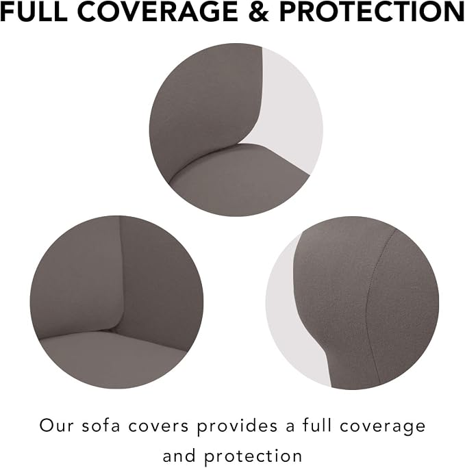 PureFit Super Stretch Chair Covers Fleece Couch Covers for Sofa Taupe | 1-Piece Spandex Couch Cover Soft Couch Protector, Sofa Cover Washable with Non Skid Foam and Elastic Bottom for Kids, Dogs