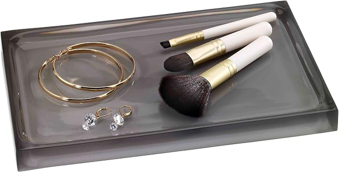 Avanti Linens - Decorative Tray, Clear Resin Tray with Painted Interior, Pefect for Parties & Gatherings, Modern Home Decor (Soho Collection, Smoke)