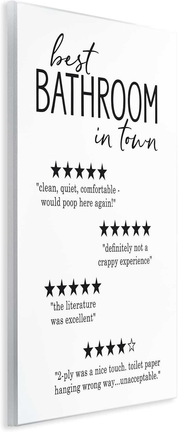 Funny Bathroom Five Star, 13 x 19 Inch Mounted Print on Wall Plaque | Stupell Industries · By Lettered and Lined · Hand finished and ready to hang · Made in USA