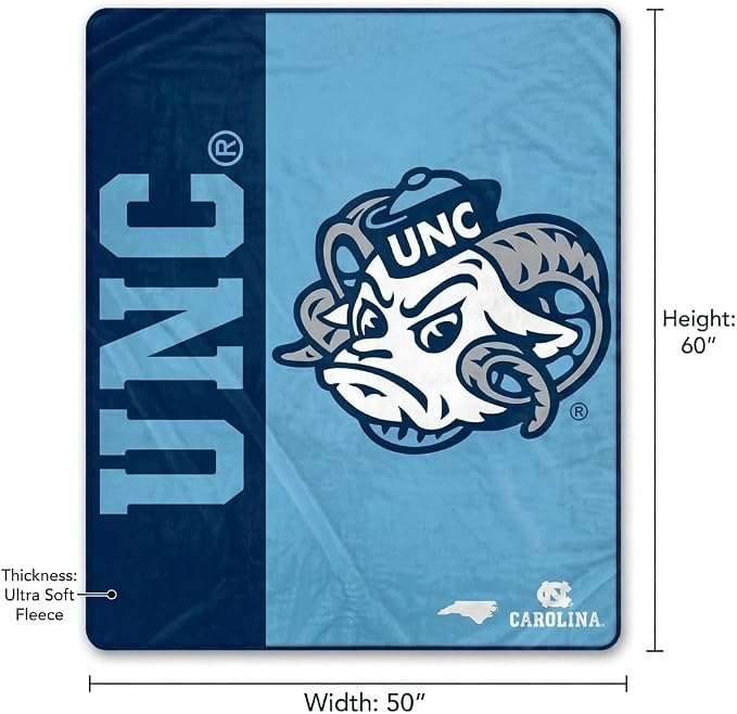 Proformance Home NCAA North Carolina Tar Heels Endzone Ultra Soft Tailgate Throw