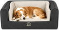 2-in-1 Human & Pet Shared Sofa, Modern Elevated Dog Bed, Two-Tone Grey Cream Indoor Pet Furniture(Grey+Beige)
