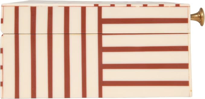 Bloomingville Terracotta & White Striped Resin Storage Box