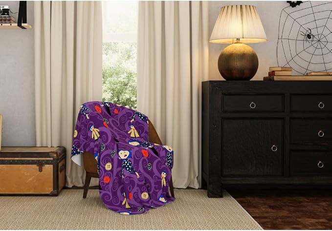 Coraline Button Eyes Halloween Bedding Super Soft Cozy Plush Throw, 46 in x 60 in, (Officially Licensed Product) by Franco