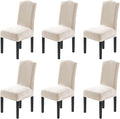 H.VERSAILTEX Dining Chair Covers Velvet Stretch Chair Covers for Dining Room Set of 6 Parson Chair Slipcovers Chair Protectors Covers, Soft Thick Solid Velvet Fabric Washable, Ivory