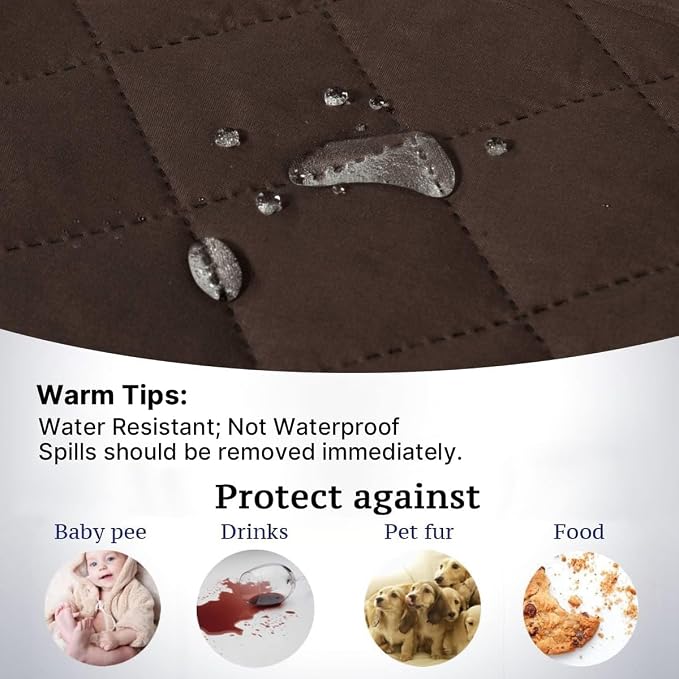 H.VERSAILTEX Reversible Loveseat Couch Cover for 2 Cushion Couch Water Resistant Loveseat Cover for Living Room Quilted Furniture Couch Cover Washable Couch Protector(Loveseat, Brown/Beige)