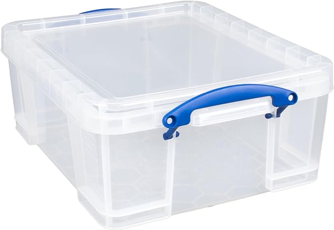 Really Useful Box 17L Plastic Storage Bins, 4 Pack | Containers with Snap Lids and Clip Lock, Clear