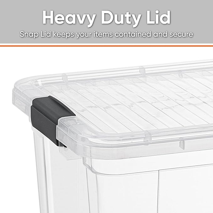 Superio Clear Storage Container with Lid, 16 Quart Plastic Bin for organization, Non-Toxic, BPA Free, Odor-Free, Stackable Latch Box organizer for Home, Dorm, Classroom, Garage, Closet (16 Quart)