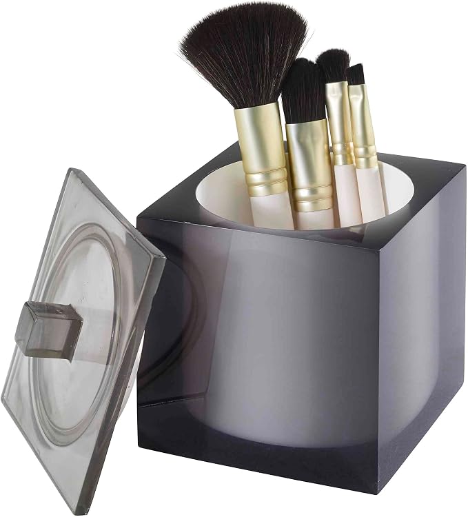 Avanti Linens - Covered Jar, Resin Countertop Accessories, Modern Home Decor (Soho Collection, Smoke)