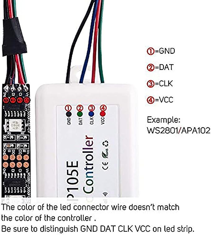 RGBZONE SP105E Bluetooth LED Controller, Smart APP Control, Music Sync for WS2811 WS2812B WS2815 WS2813 WS2801 SK6812 WS2815 SK9822 APA102 etc LED Strip Pixel Fairy String Module Panel Light
