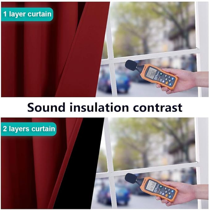NICETOWN 100% Blackout Cold Blocking Curtain Panels, Thermal Insulated Curtains, Noise Reducing Drapes for Thanksgiving Day Window Decor (Set of 2, Burgundy Red, 55 inches Wide by 68 inches Long)