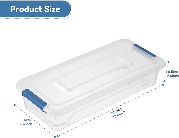 novelinks 4 Quart Clear Plastic Storage Containers with Lids (8 Pack) | Storage Bins with Lids, Stackable Small Clear Bins, Craft Storage Box, Paper Storage, Under Bed Storage Bins, Pencil Box