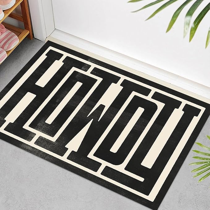 GUBIYU Funny Black Beige Preppy Howdy Door Mat Welcome Rug,23.6"x35.4" Decorative Home Indoor Front Porch Door Mat,Black Trendy Stuff Howdy Preppy Room Boys Room College Dorm Welcome Mat Decor